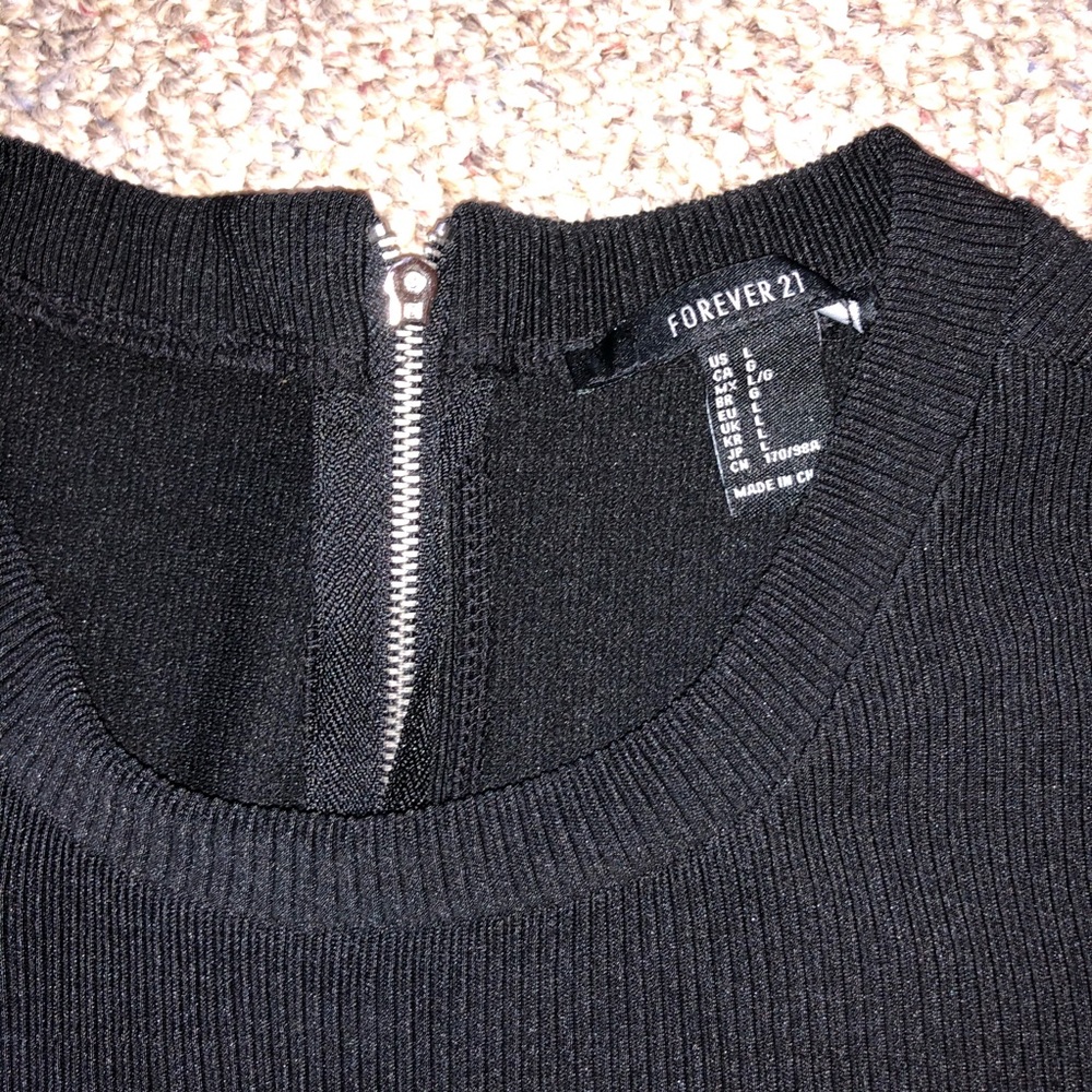 Black Ribbed Shift Dress - Picture 4 of 6